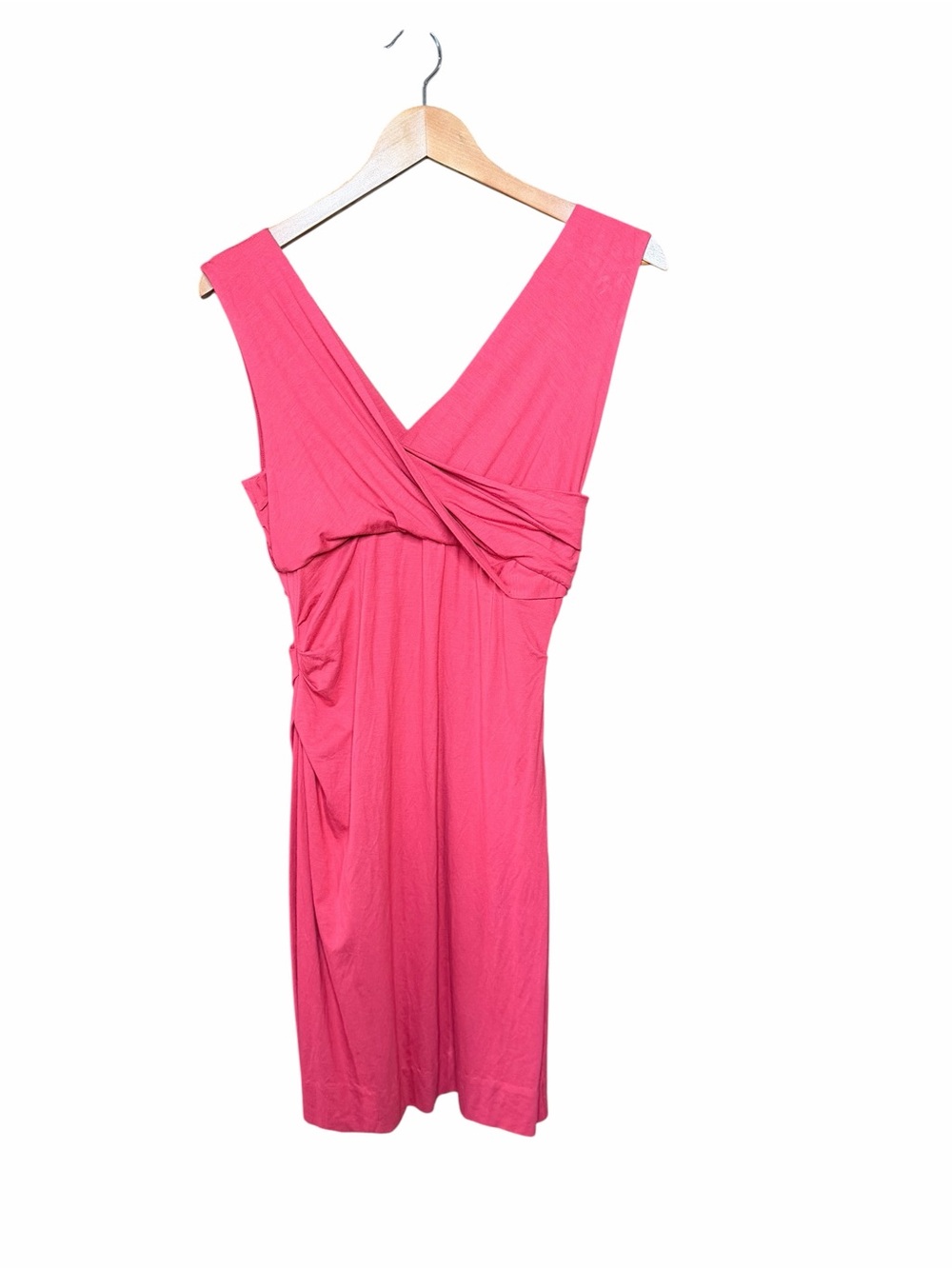 Diane von Furstenberg RED Ruched Jersey COMFY Sleeveless VNeck Built-In Bra-SZ-M